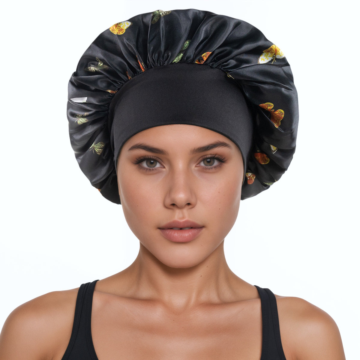 Satin Wide-Brim Hair Cap