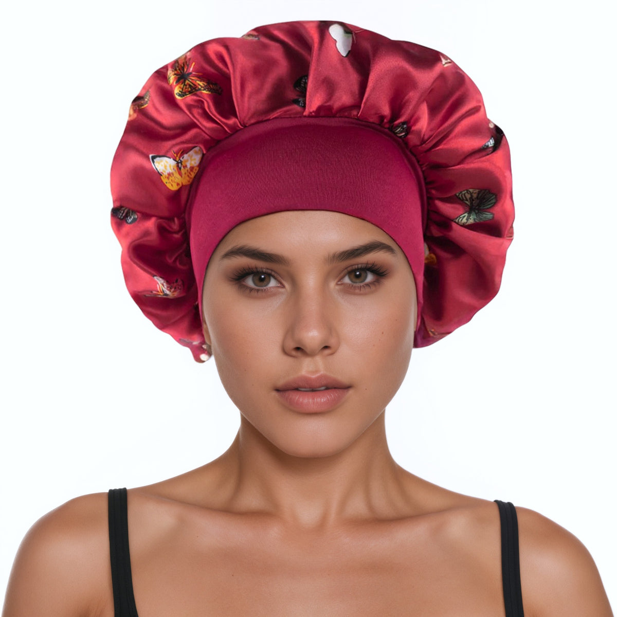 Satin Wide-Brim Hair Cap