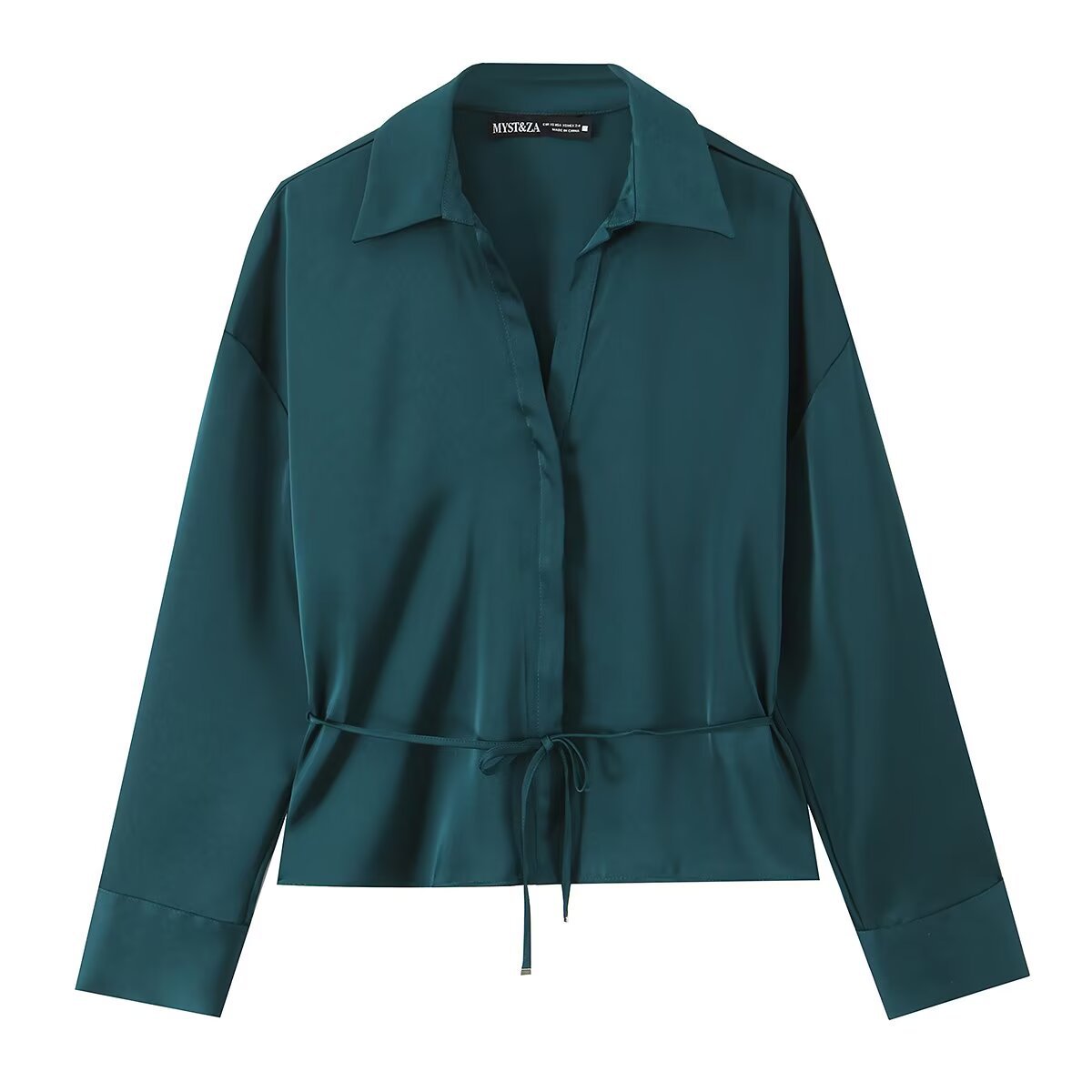 Women's Satin Belted Shirt