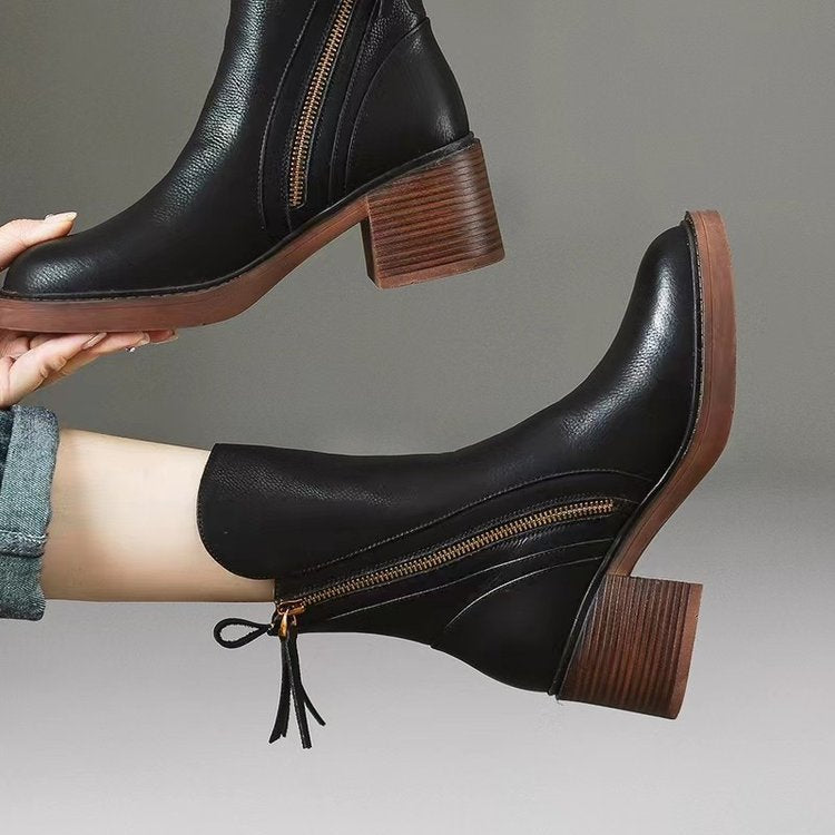 Women's Vintage Chunky-Heel Ankle Boots