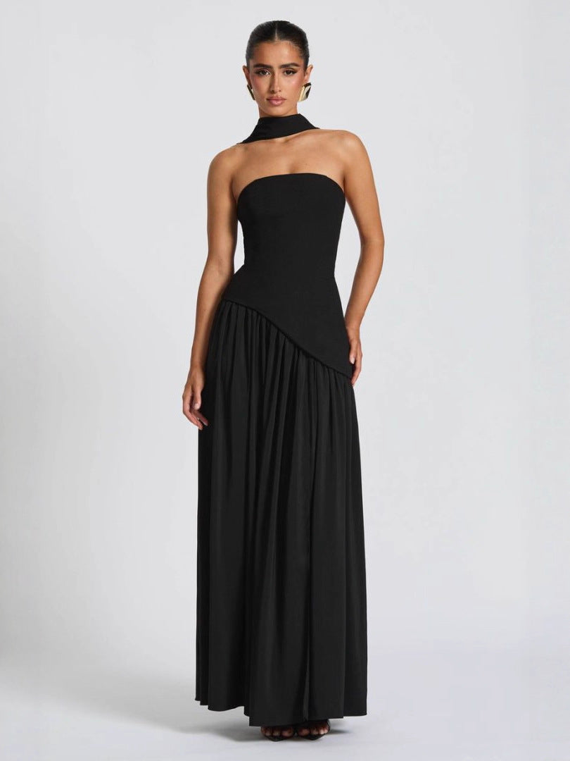 Elegant Backless Slit Milk Silk Dress