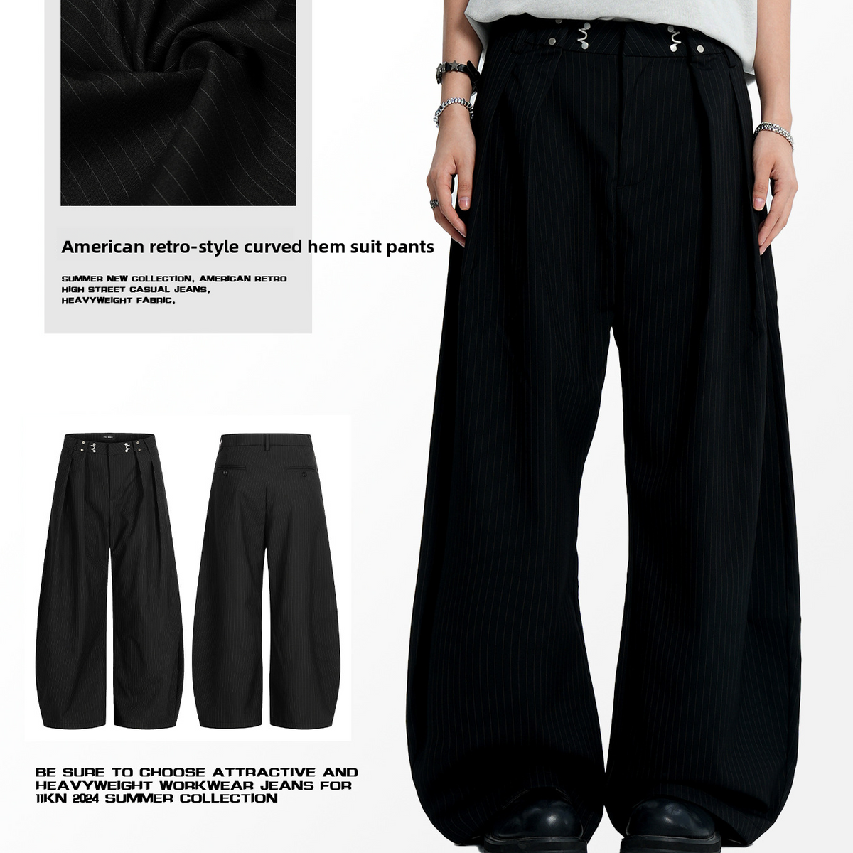 Striped Wide-Leg Trousers