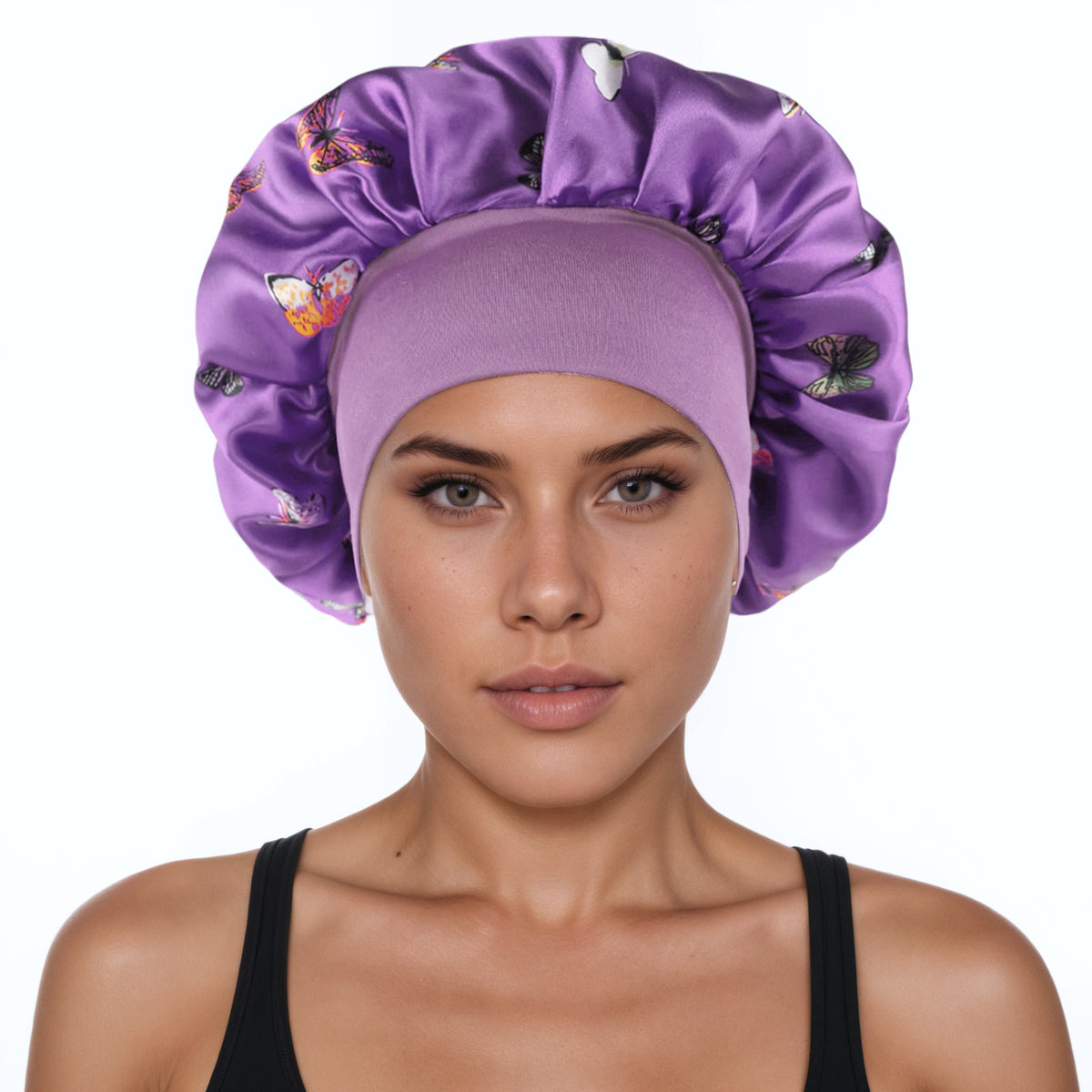 Satin Wide-Brim Hair Cap