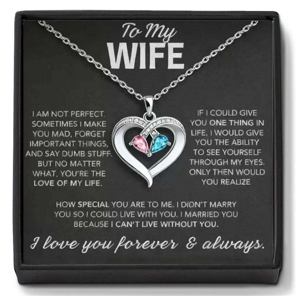 Women's Heart Birthstone Pendant Necklace