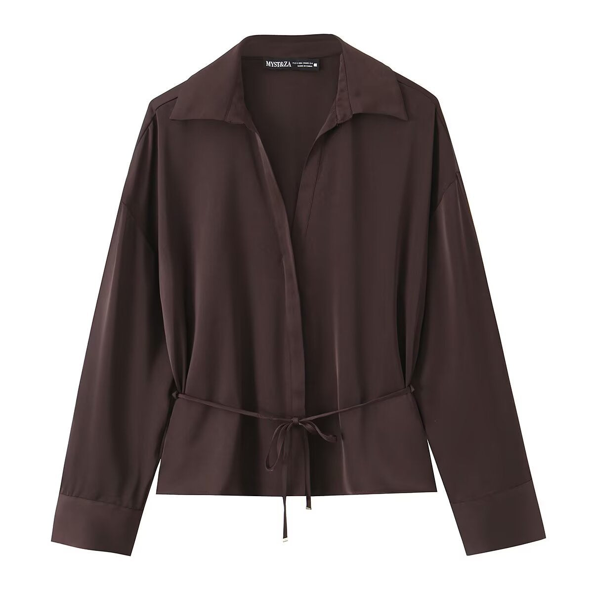 Women's Satin Belted Shirt