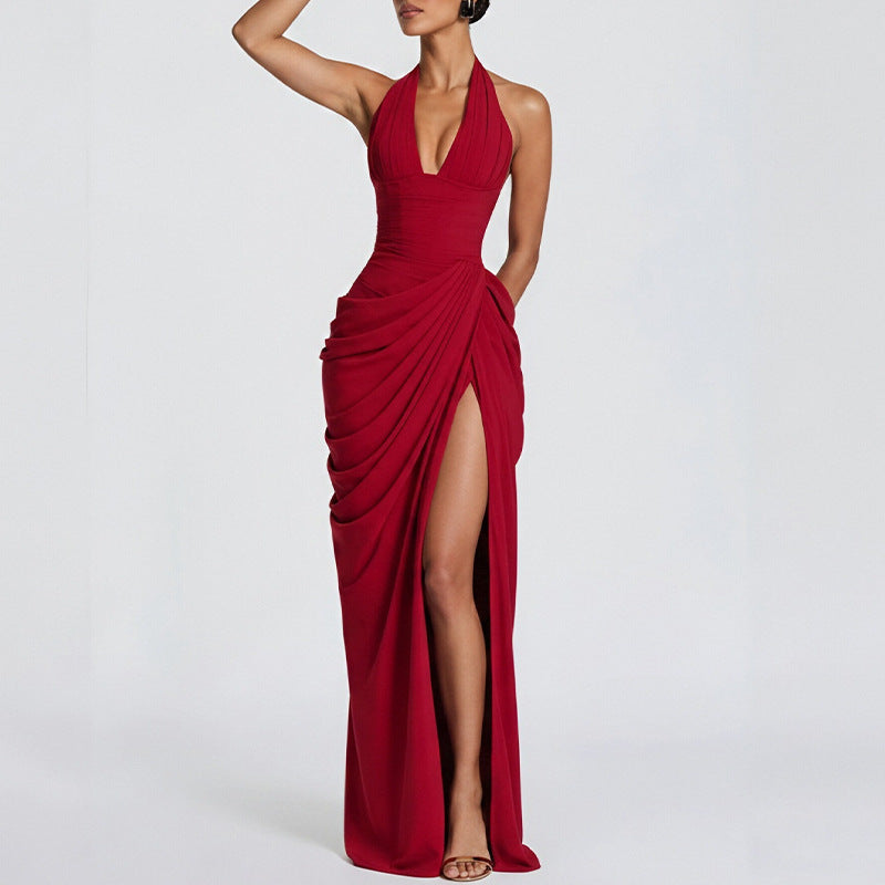 Elegant Halter-Neck Evening Gown