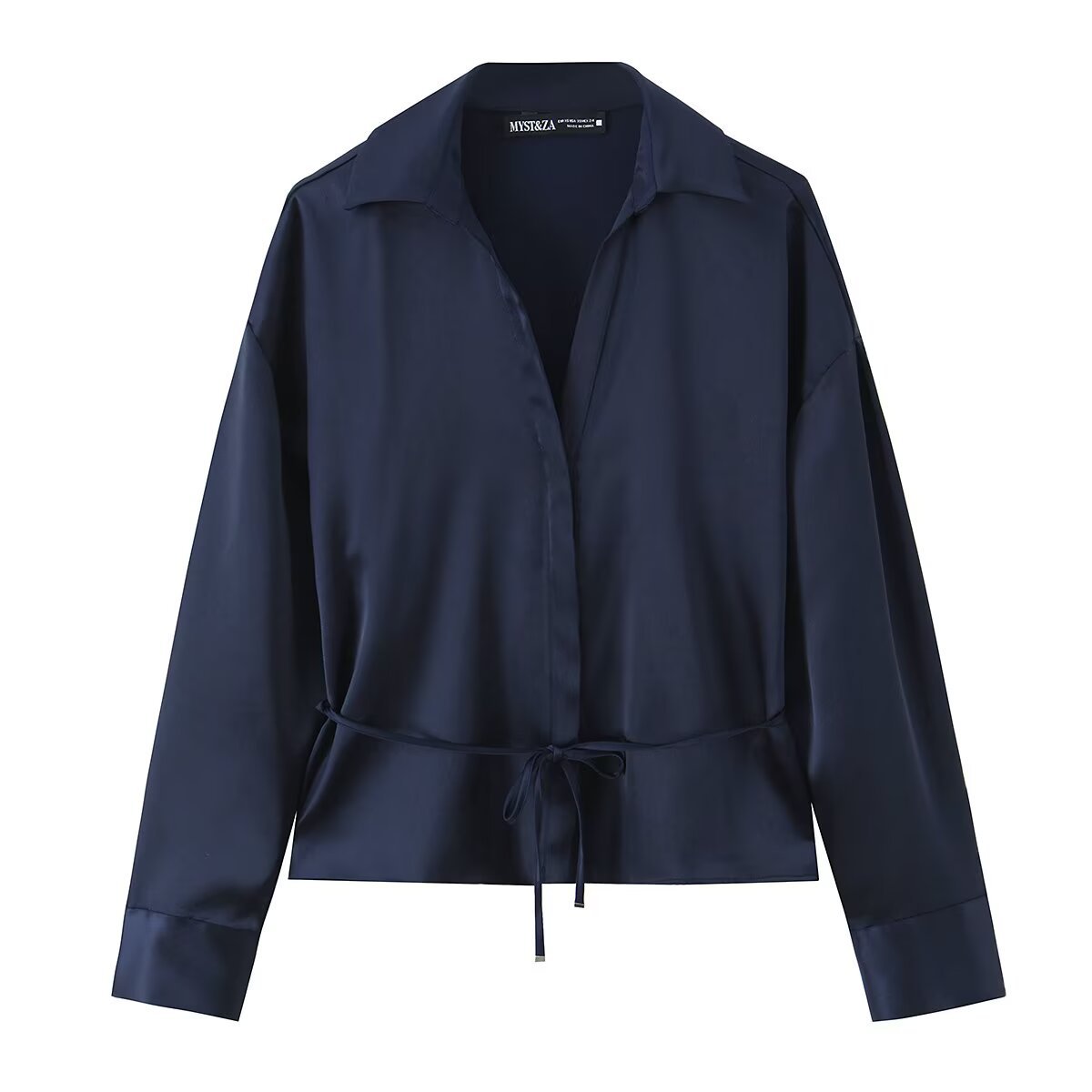 Women's Satin Belted Shirt