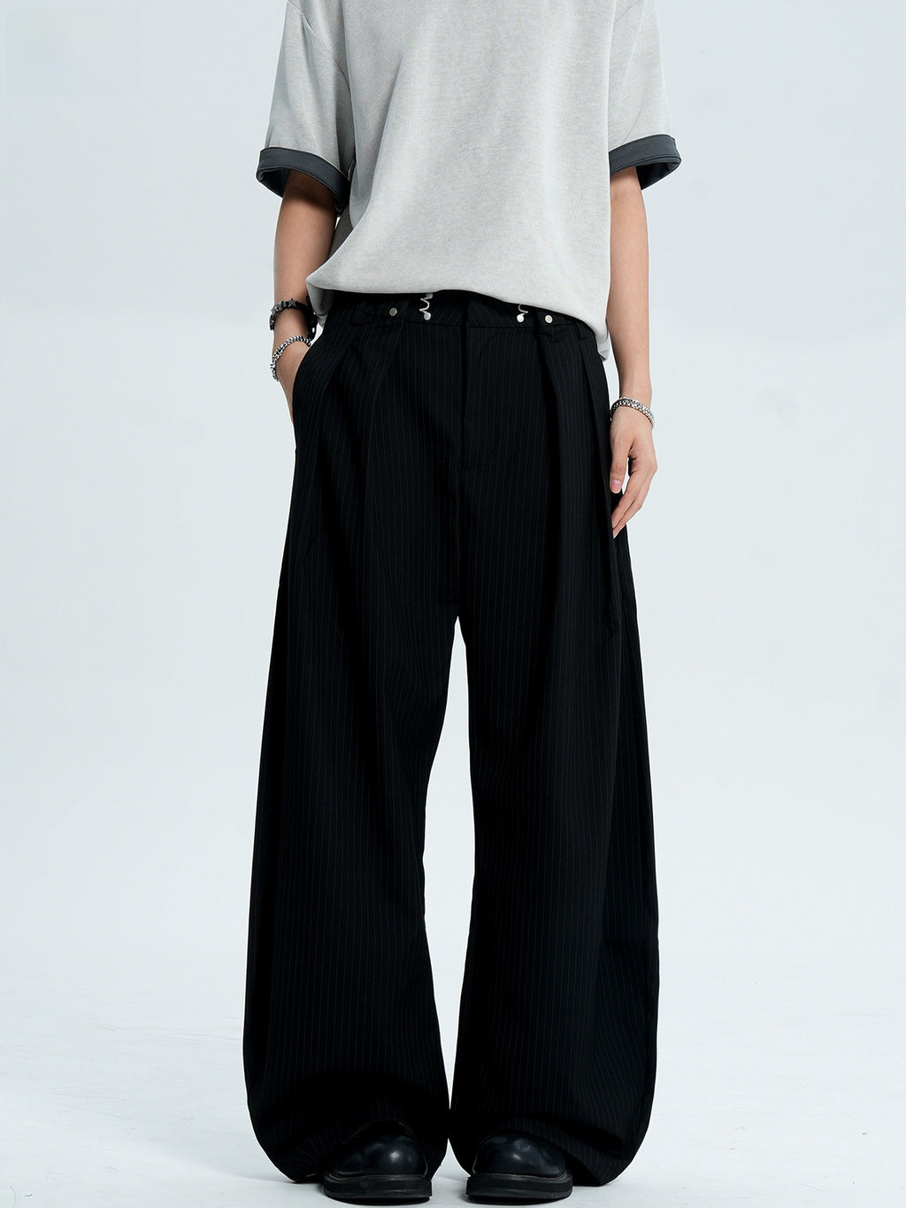 Striped Wide-Leg Trousers