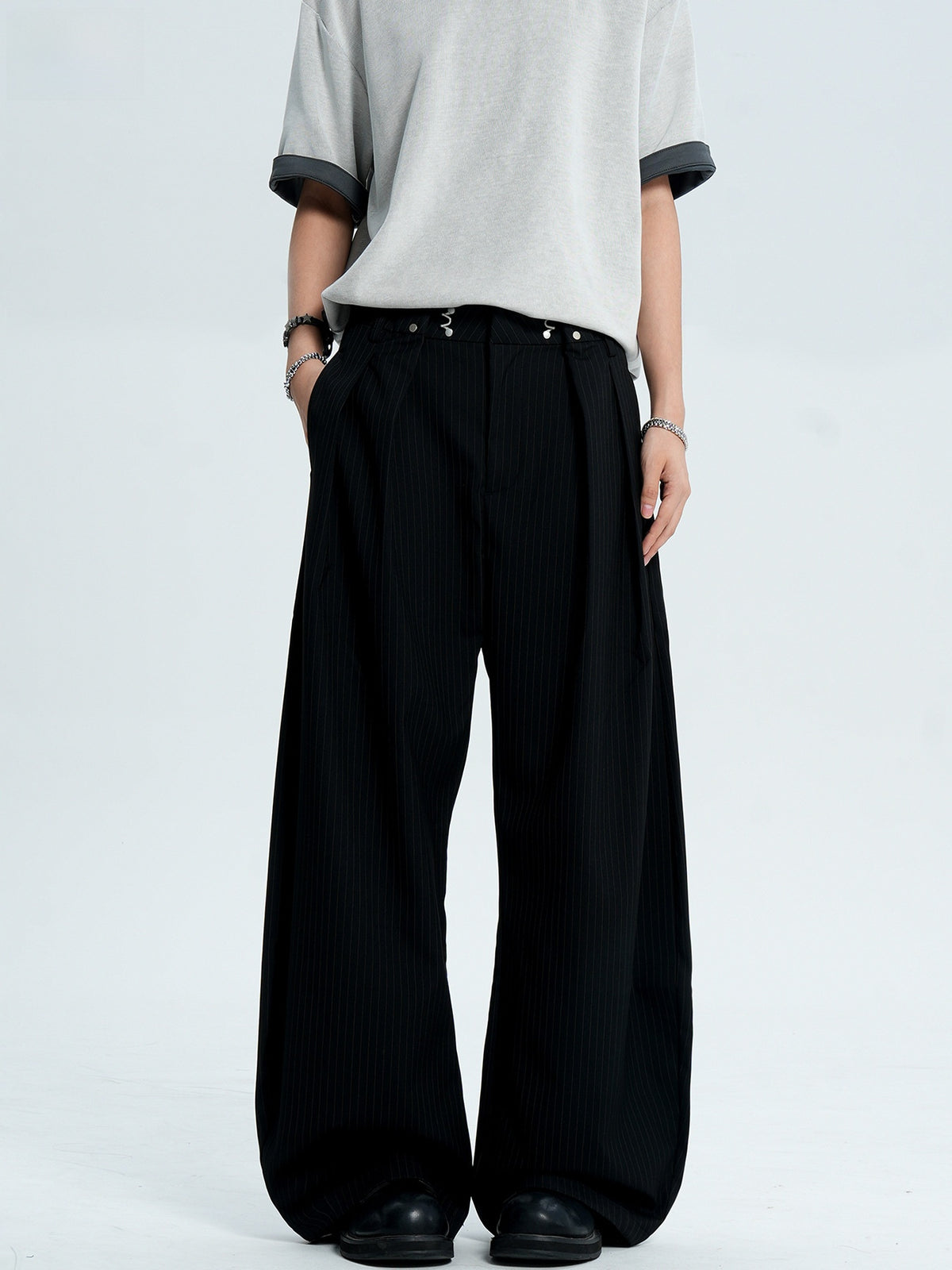 Striped Wide-Leg Trousers