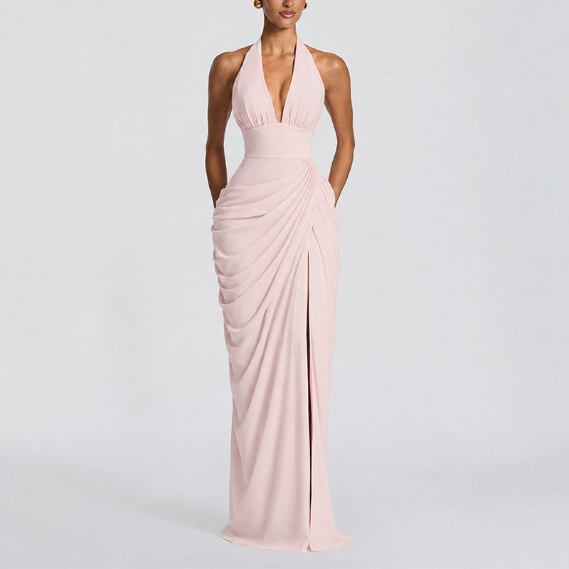 Elegant Halter-Neck Evening Gown