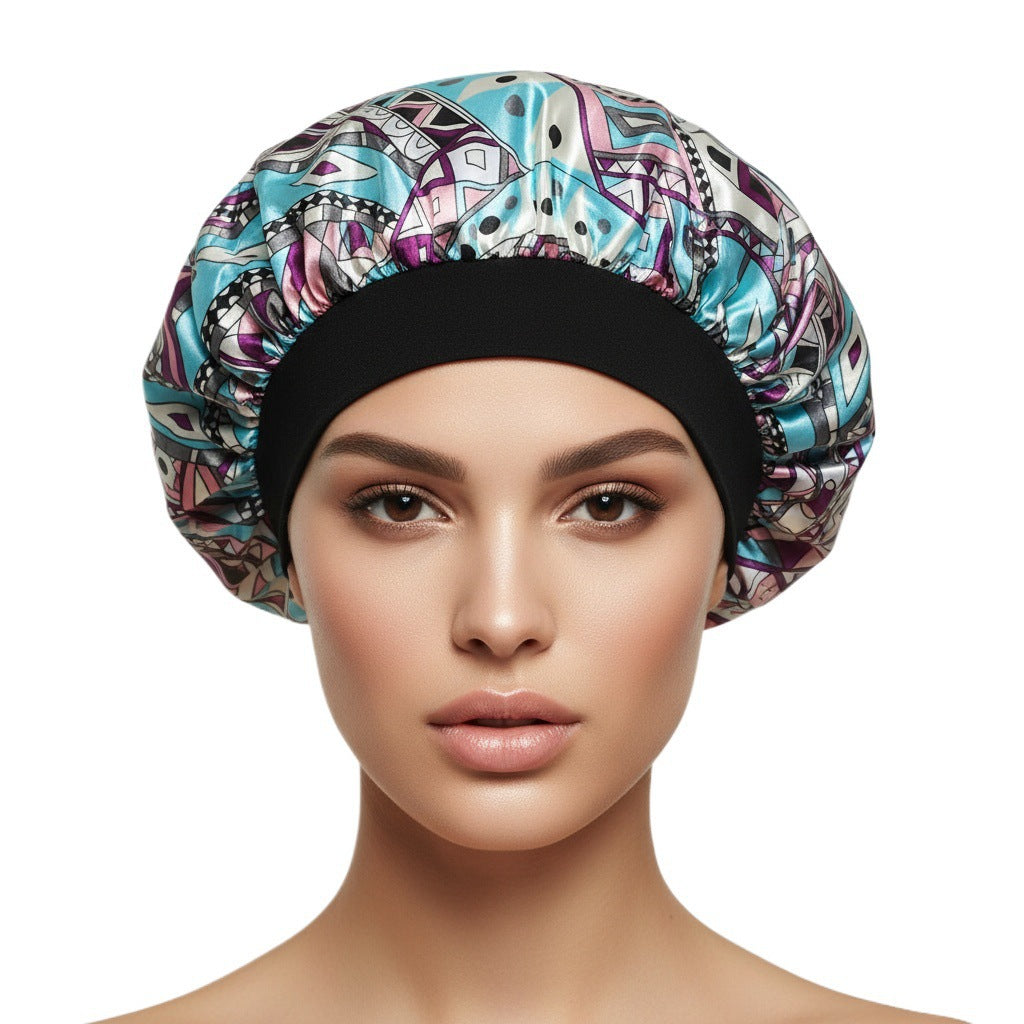 Satin Wide-Brim Hair Cap