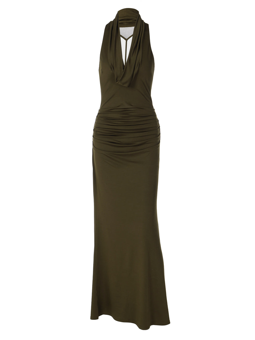 Backless Pleated Halterneck Maxi Skirt
