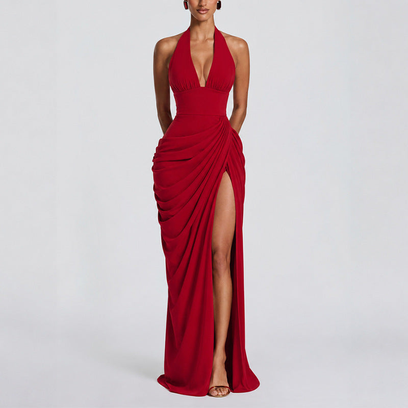 Elegant Halter-Neck Evening Gown