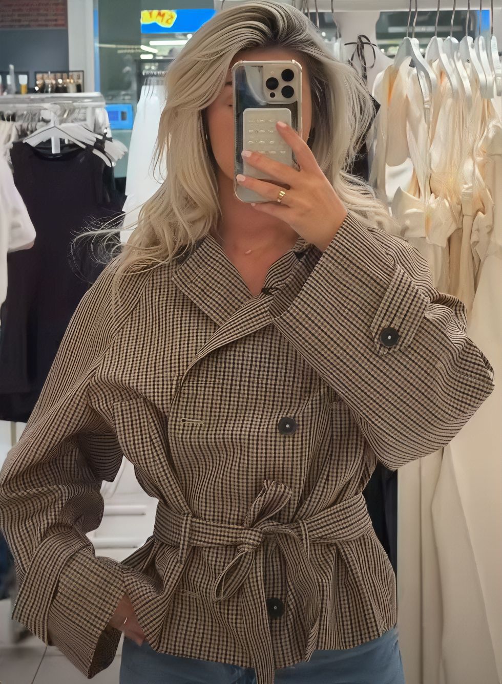 Vintage Check Double-Breasted Coat