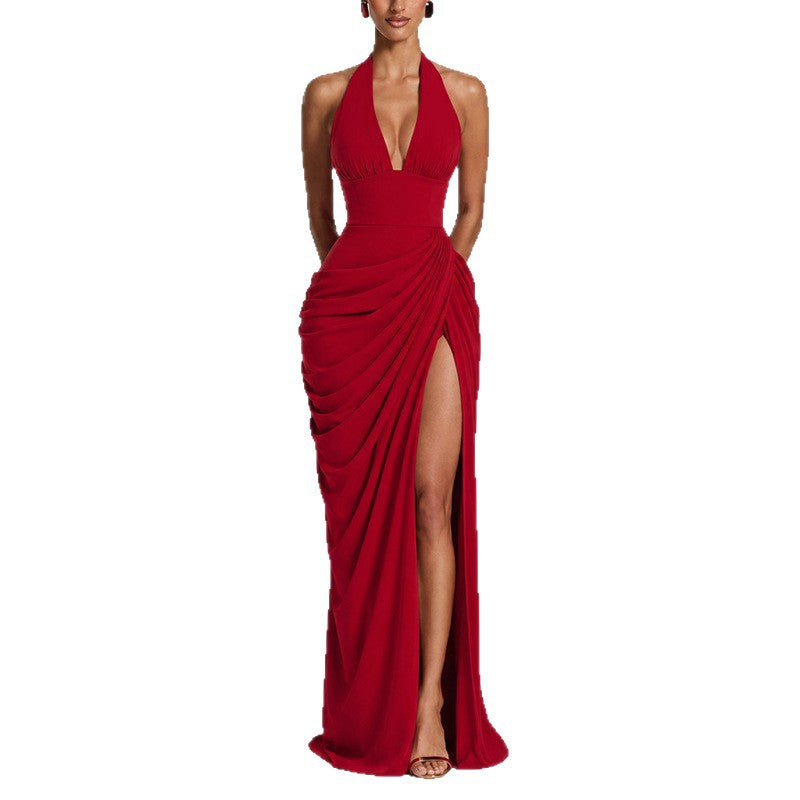 Elegant Halter-Neck Evening Gown