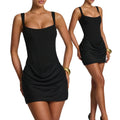 French-Style Square-Neck Bodycon Dress