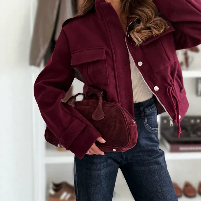 Women's Drawstring-Waist Zip Cardigan