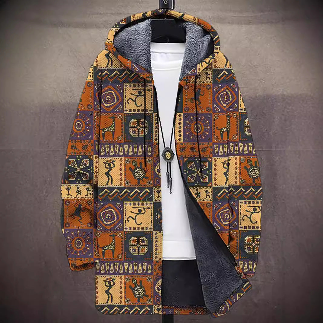 Women's 3D-Print Hooded Winter Coat