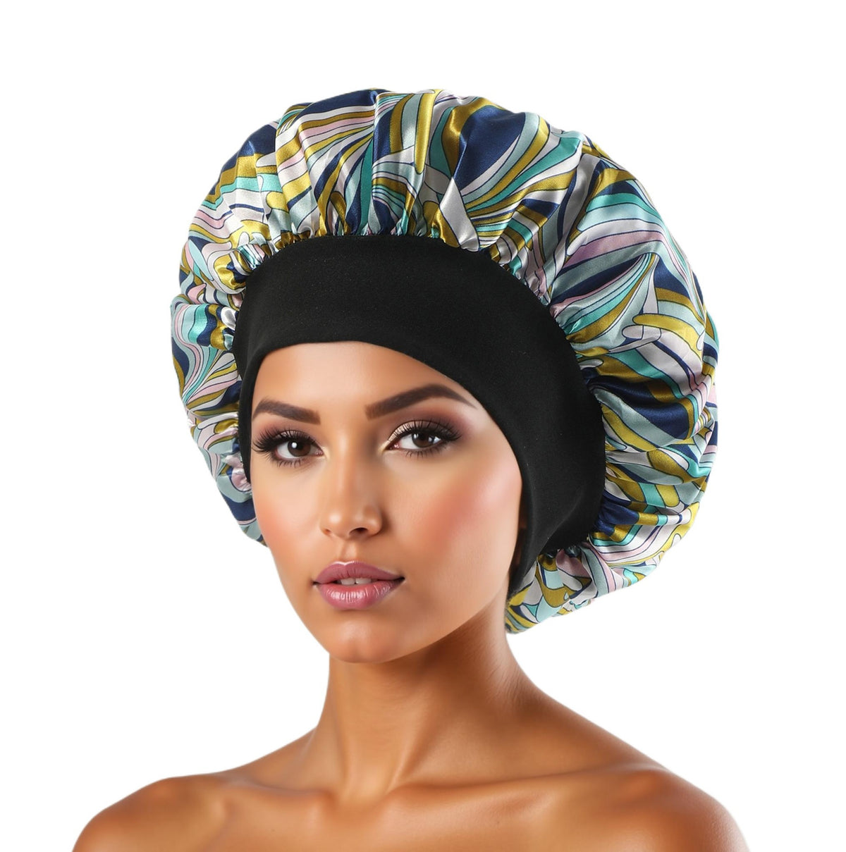 Satin Wide-Brim Hair Cap