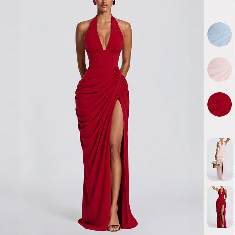 Elegant Halter-Neck Evening Gown