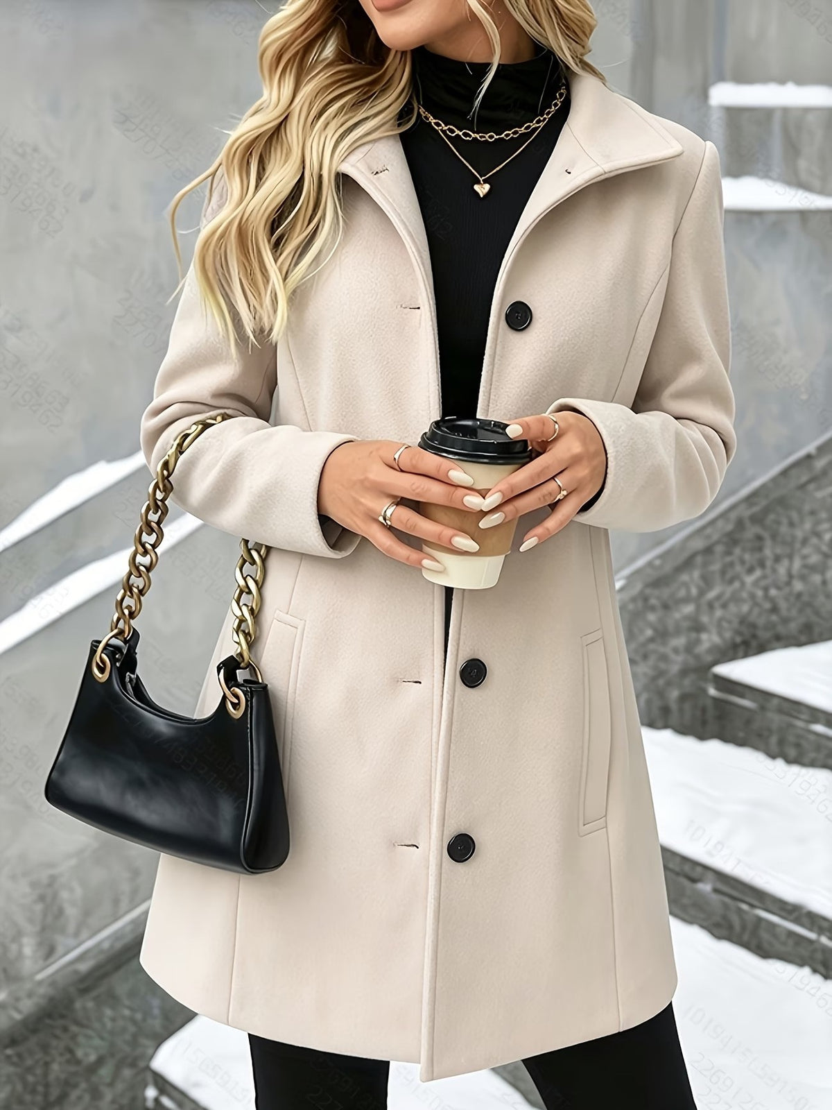 Women's Mid-Length Wool-Blend Coat
