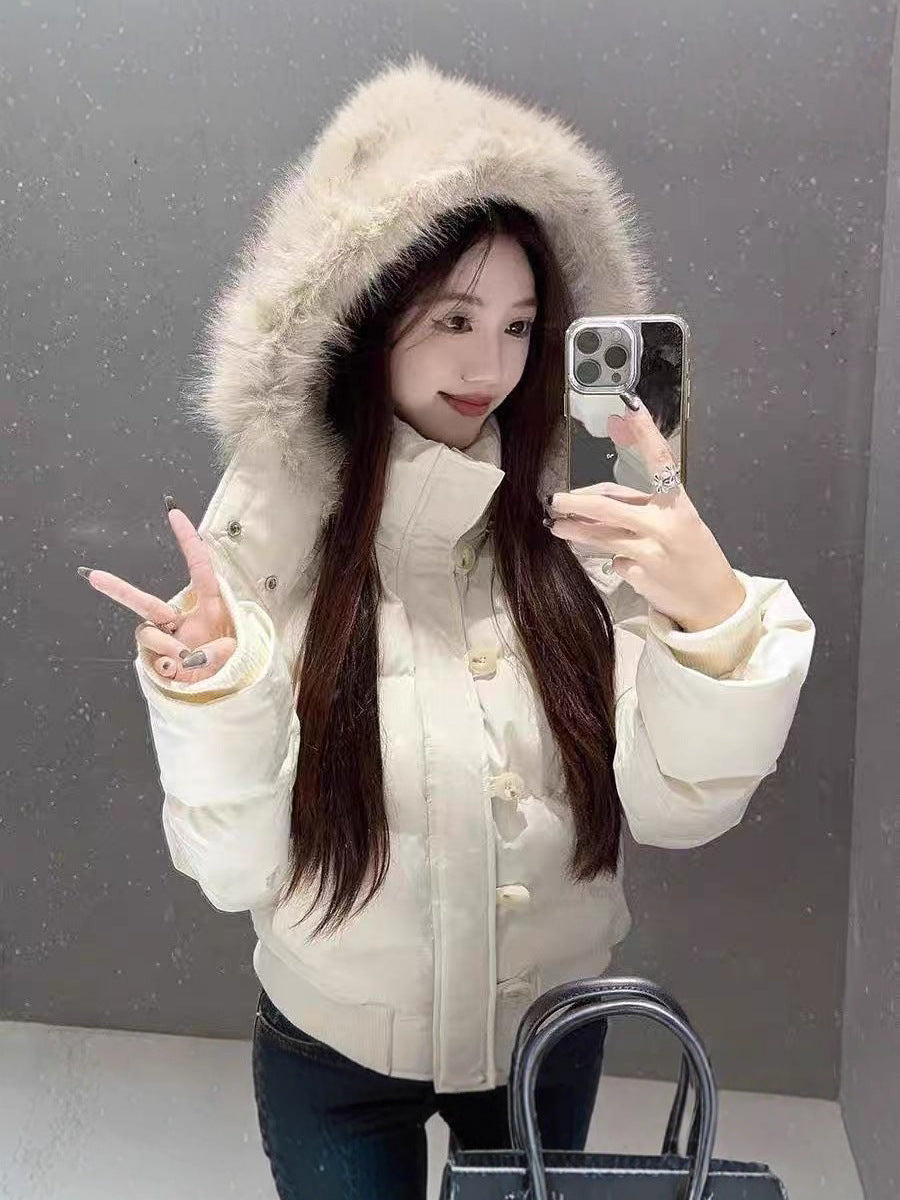 Winter Hooded Fur-Collar Cotton Jacket
