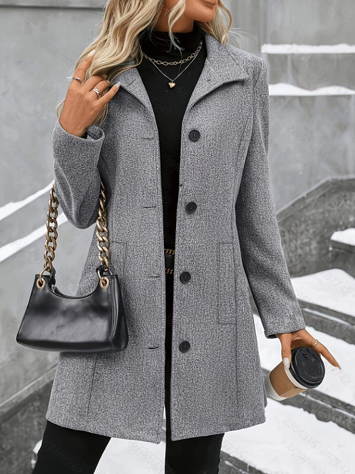 Women's Mid-Length Wool-Blend Coat