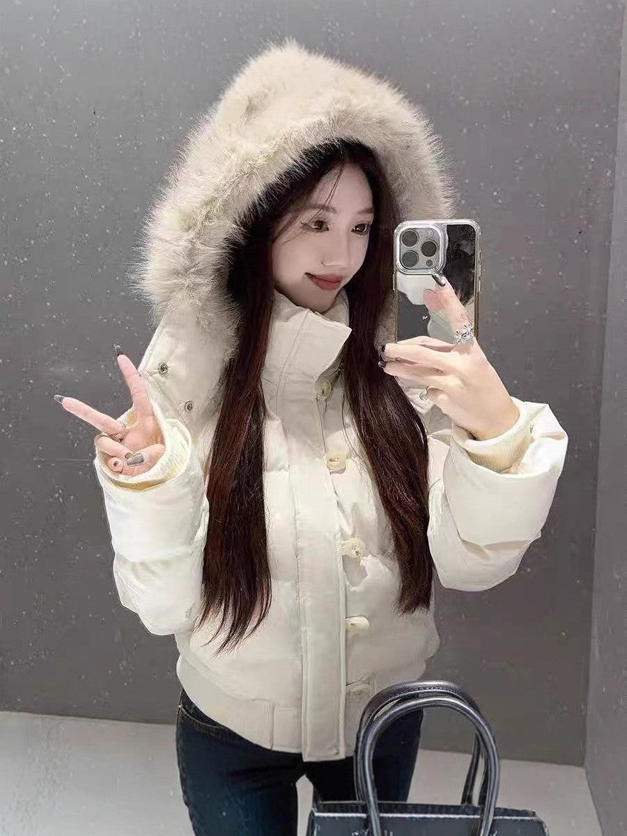 Winter Hooded Fur-Collar Cotton Jacket