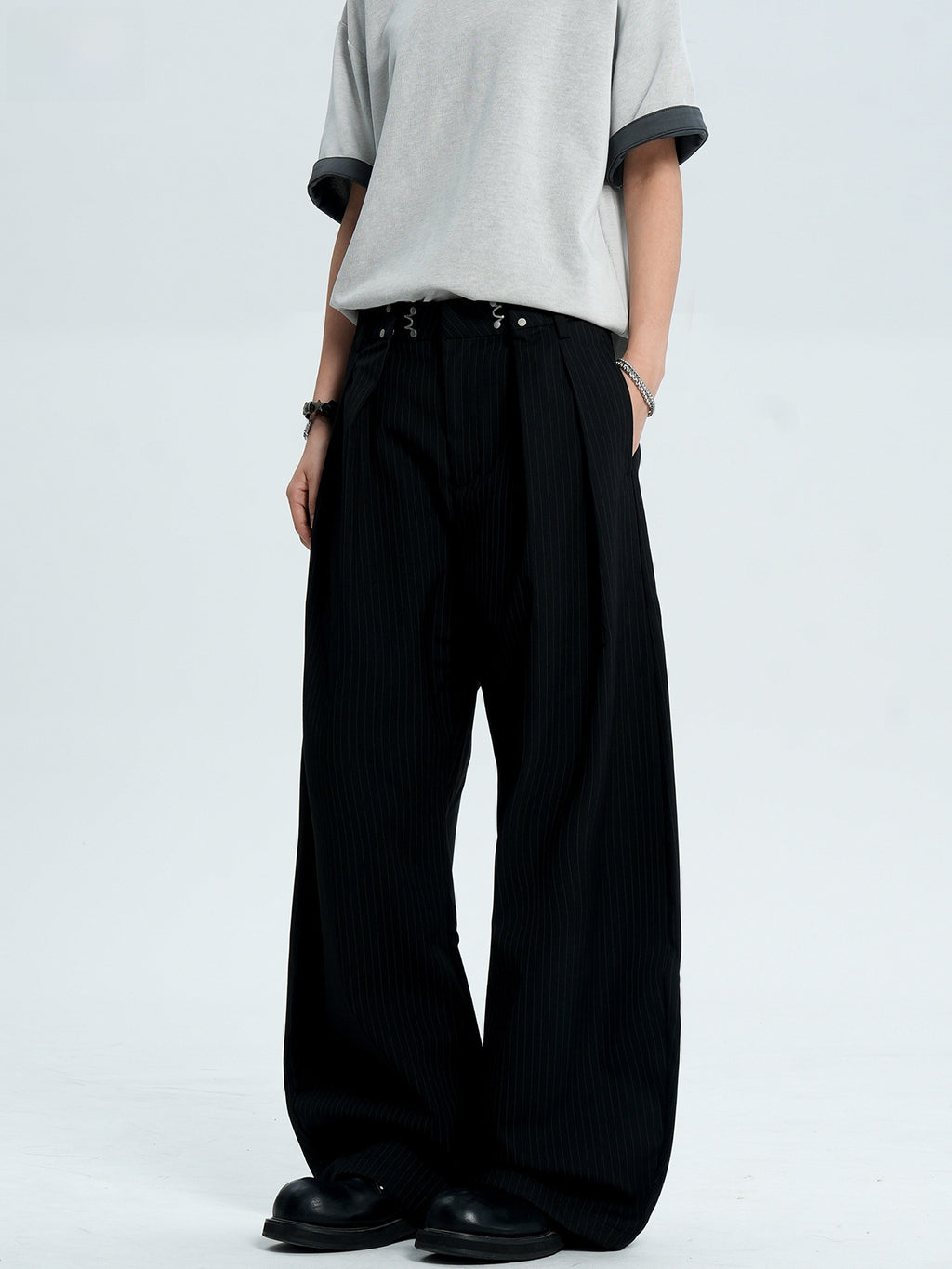 Striped Wide-Leg Trousers