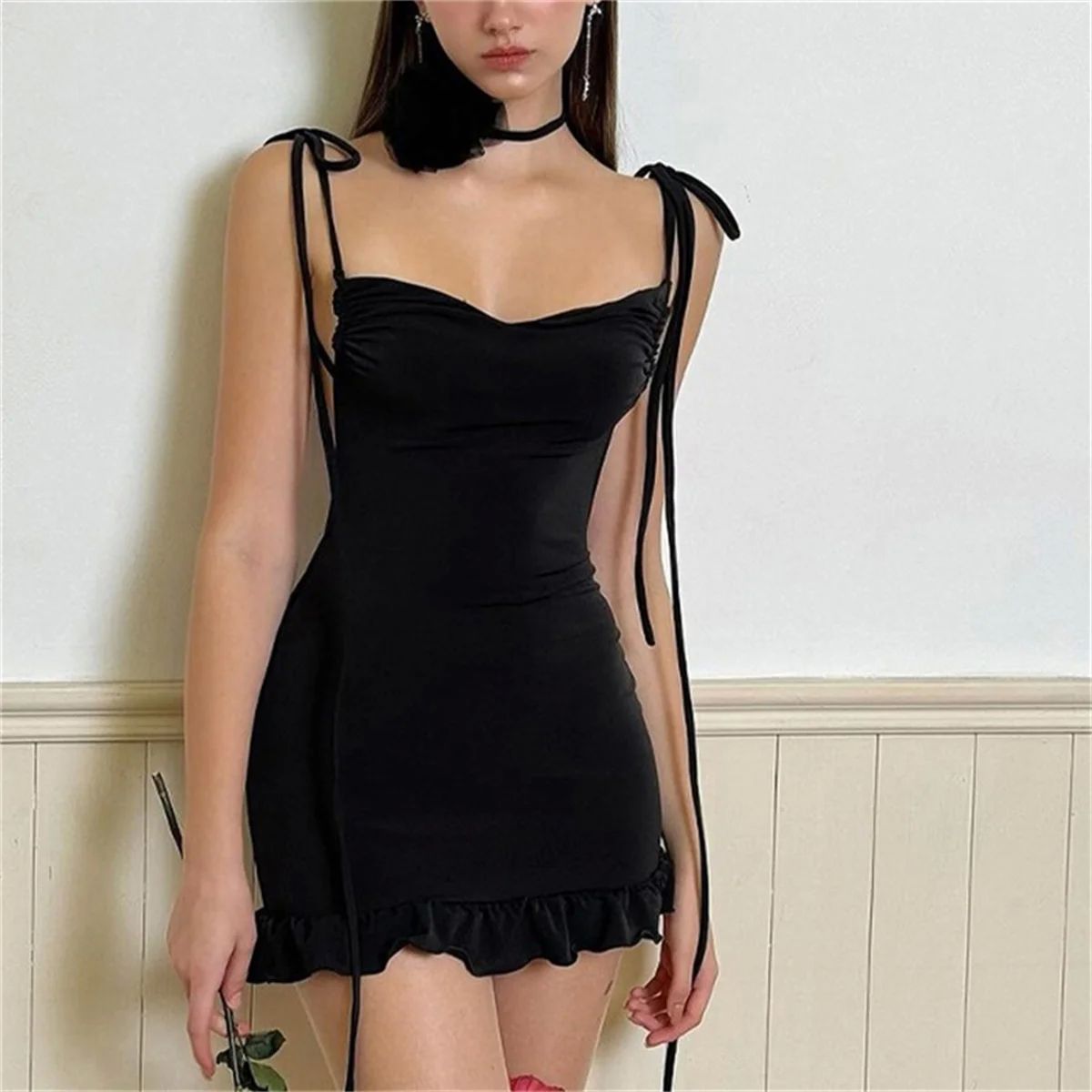 Women's Backless Lace-Up Mini Dress
