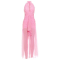 Elegant V-Neck Halter Pleated Mesh Dress