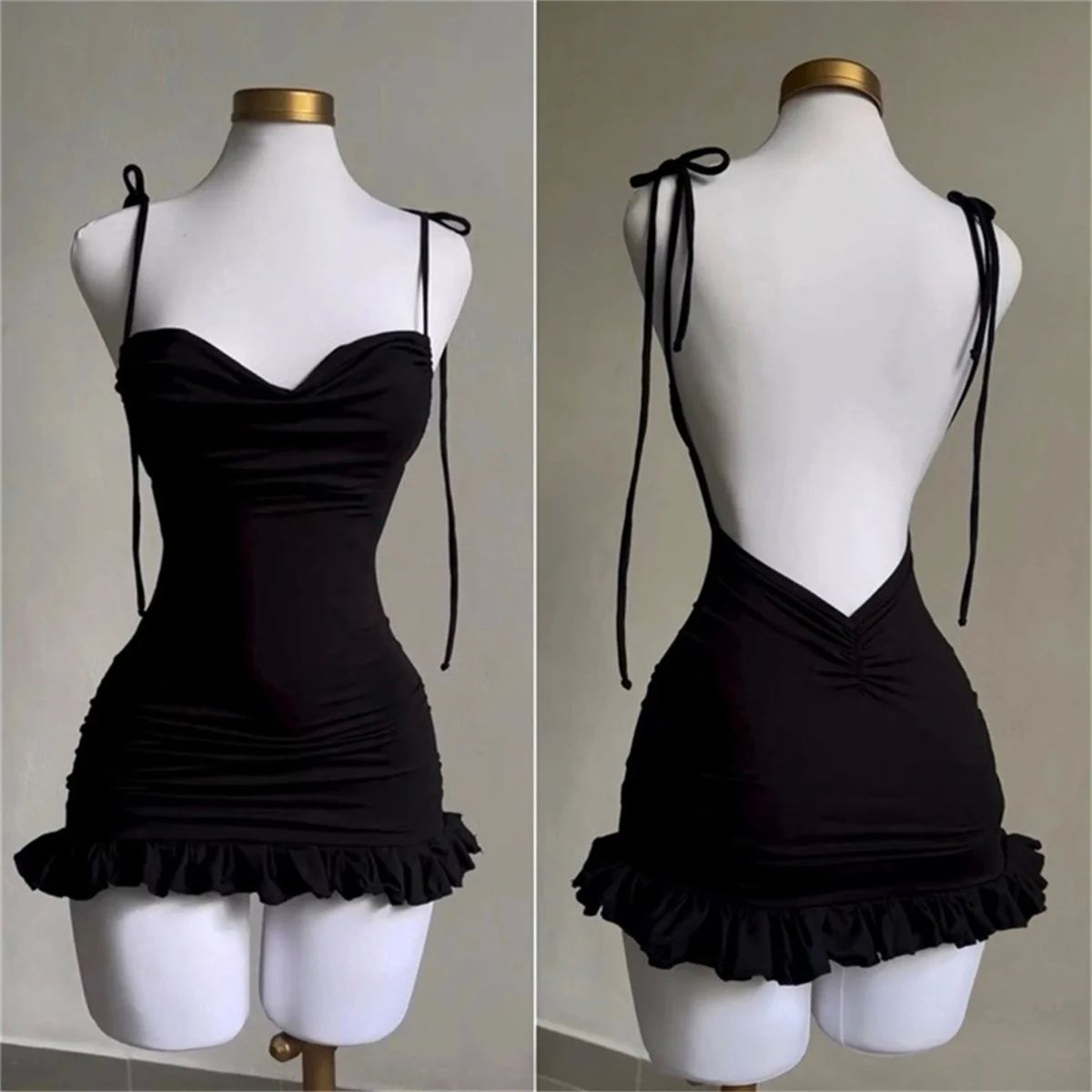 Women's Backless Lace-Up Mini Dress