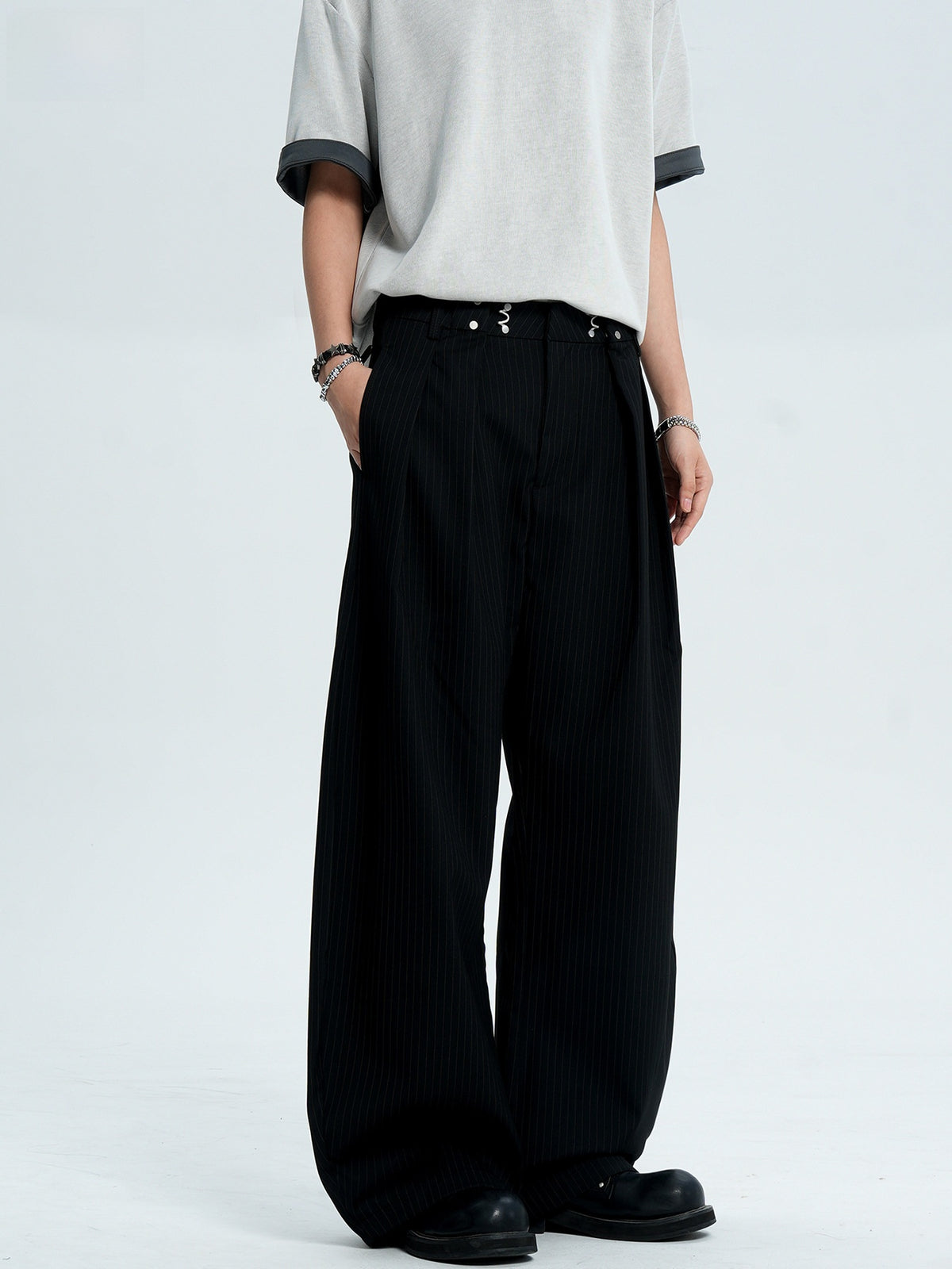 Striped Wide-Leg Trousers