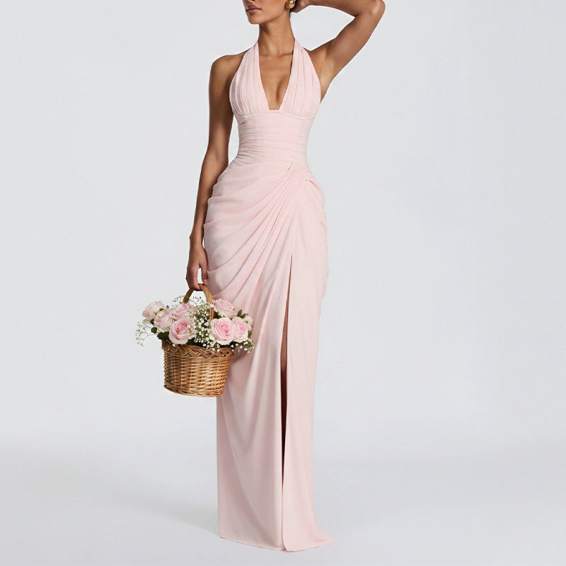 Elegant Halter-Neck Evening Gown