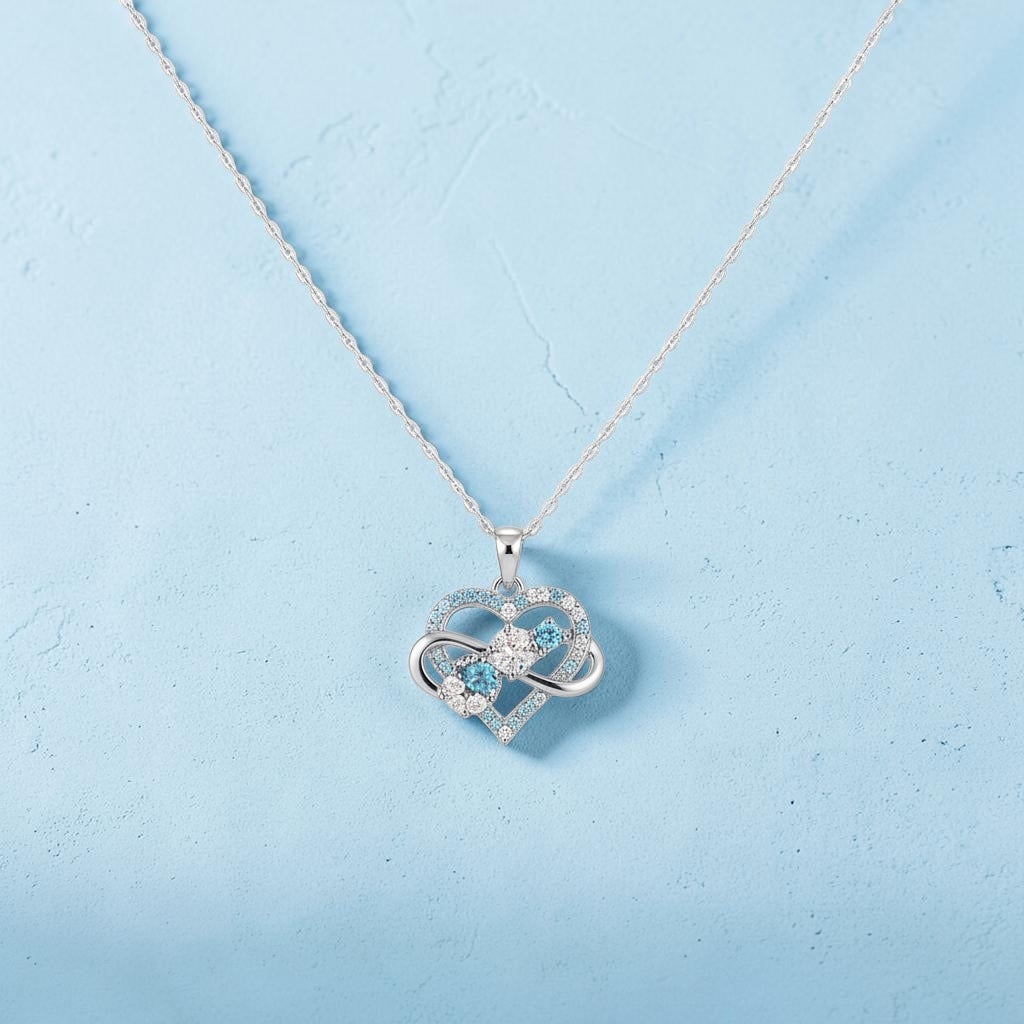 Moissanite Infinity Heart Pendant Necklace – S925 Sterling Silver