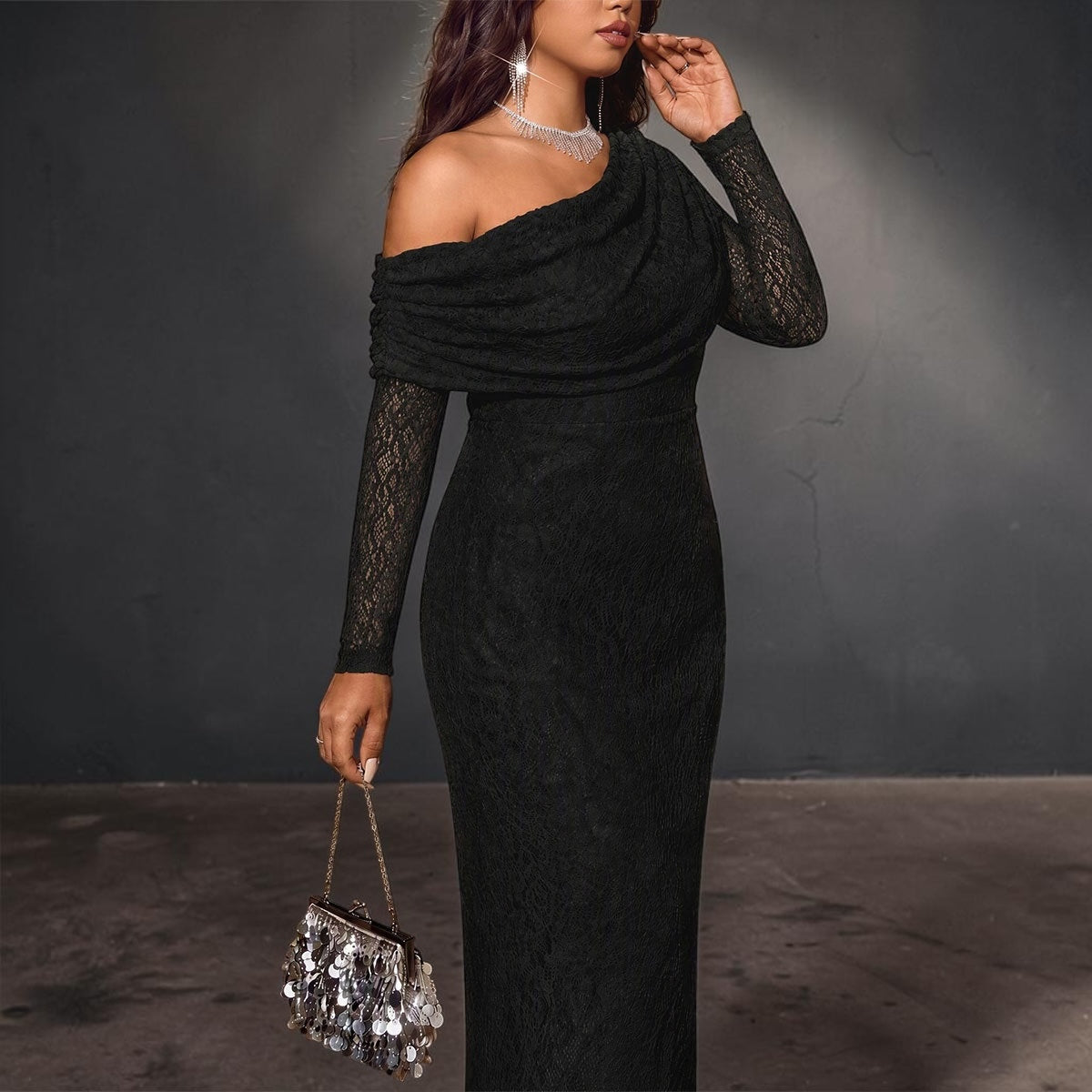 Lace Plus-Size Long Dress