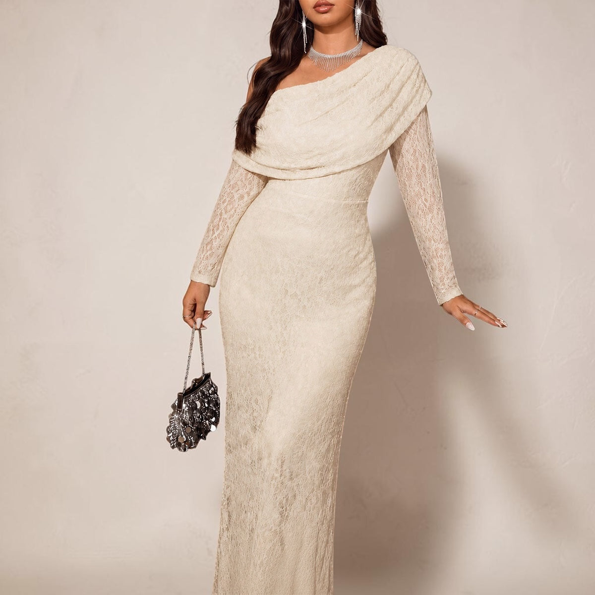 Lace Plus-Size Long Dress