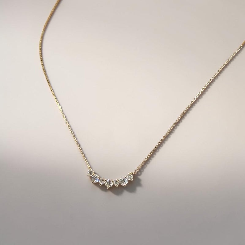 925 Sterling Silver Smile Necklace 18K Gold Plated Zircon Pendant