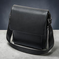 Cowhide Men's Shoulder Bag, Casual Cowhide Flap-Style