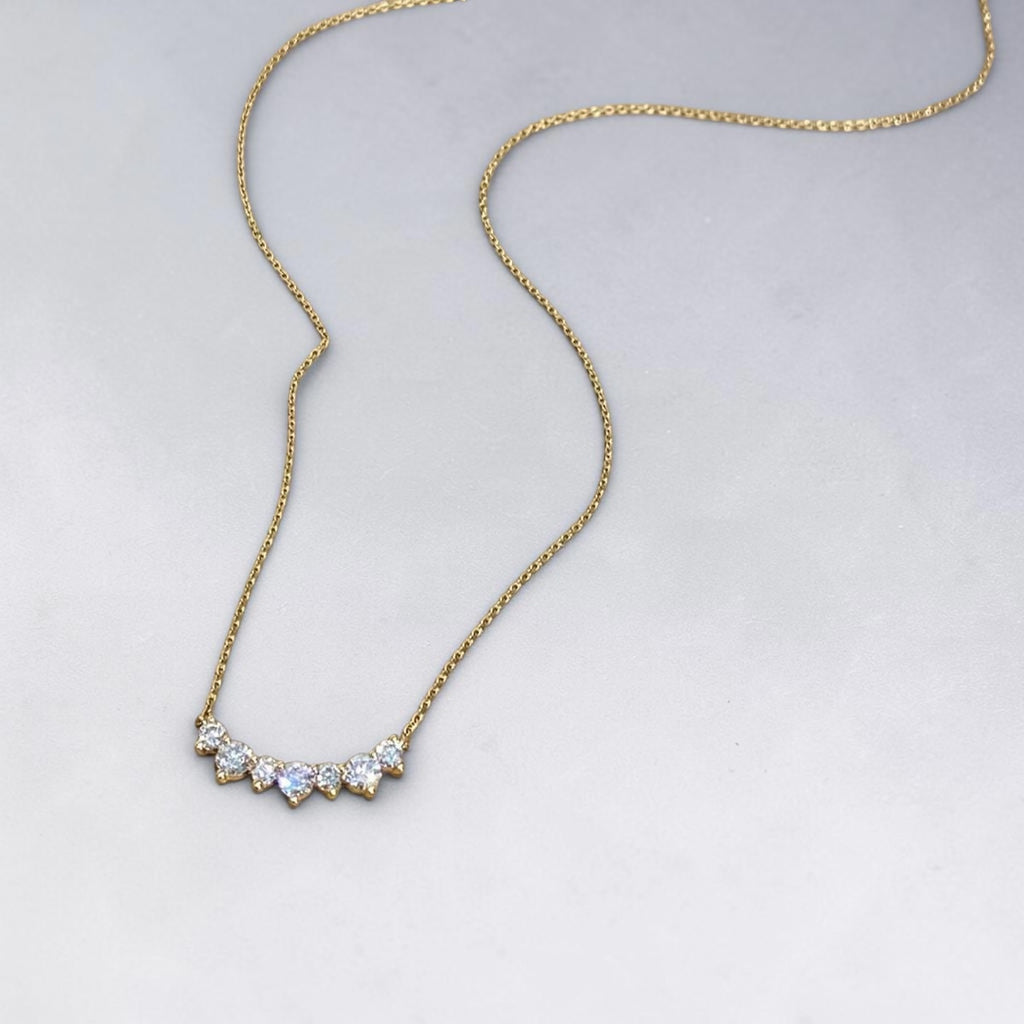 925 Sterling Silver Smile Necklace 18K Gold Plated Zircon Pendant